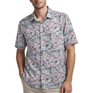 TED BAKER Floral Print Short Sleeve Button Down Shirt. Size Large